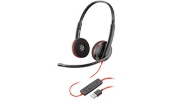DIADEMA POLY 209745-101 BLACKWIRE C3220/ ALAMBRICA BINAURAL USB-A REDUCCION DE RUIDO CON MICROFONO CONTROL EN EL CABLE COLOR NEGRO CON NARANJA