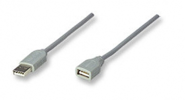 CABLE USB 1.1 EXTENSION MANHATTAN 1.8 MTS TIPO A MACHO - A HEMBRA GRIS