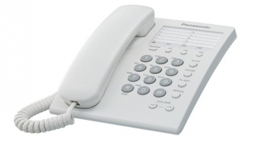 TELEFONO PANASONIC KX-TS550MEW ALAMBRICO BASICO UNILINEA CON MARCADOR RAPIDO DE 10 NUMEROS CONTROL DE VOLUMEN DE 4 NIVELES (BLANCO)