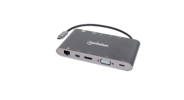 DOCKING USB,MANHATTAN,152808,-C 11 PTOS, HDMI/MINI DP/VGA, USB-C PD/3XUSBV3.2,  RED/AUDIO/SD/MICRO SD